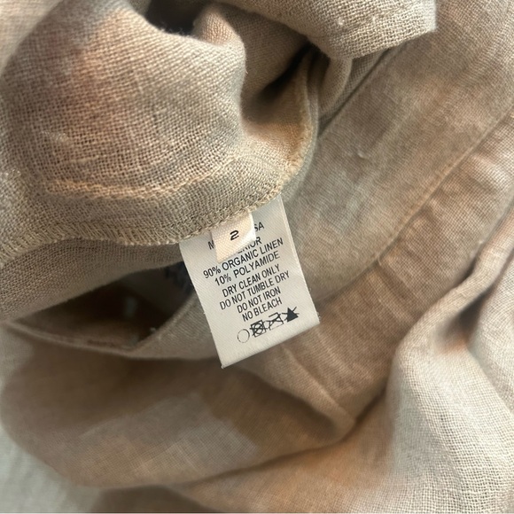 LMF Beige Organic Linen Wide Leg Pants Trousers - Picture 3 of 10